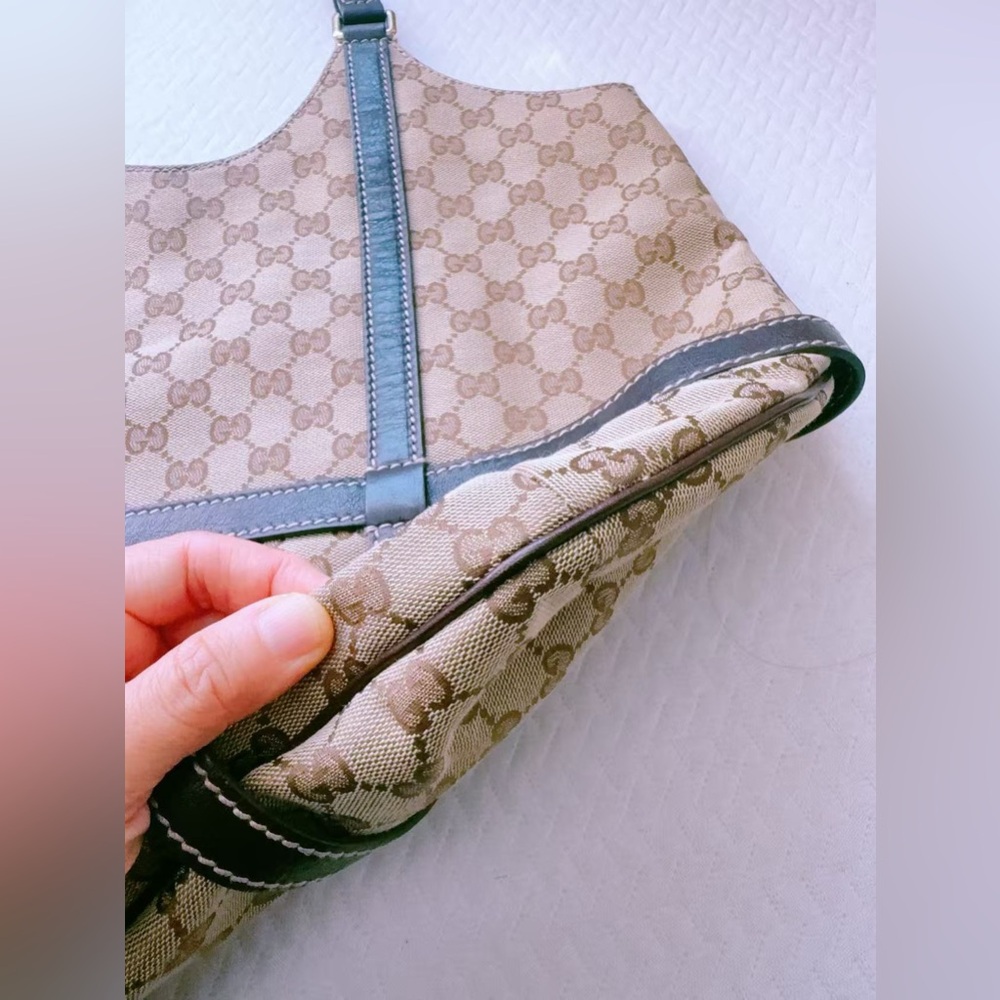 Gucci Royal Canvas Leather Hobo Tote Bag Dark Brown Monogram Timeless Designer - Picture 14 of 16